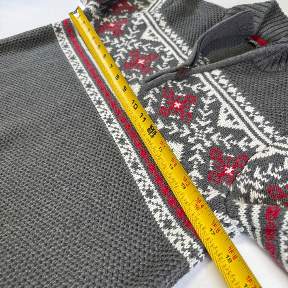 1/4 Zip Fair Isle Snowflake Nordic Sweater Men's Size Small Gray Mock Neck Izod - Picture 6 of 6